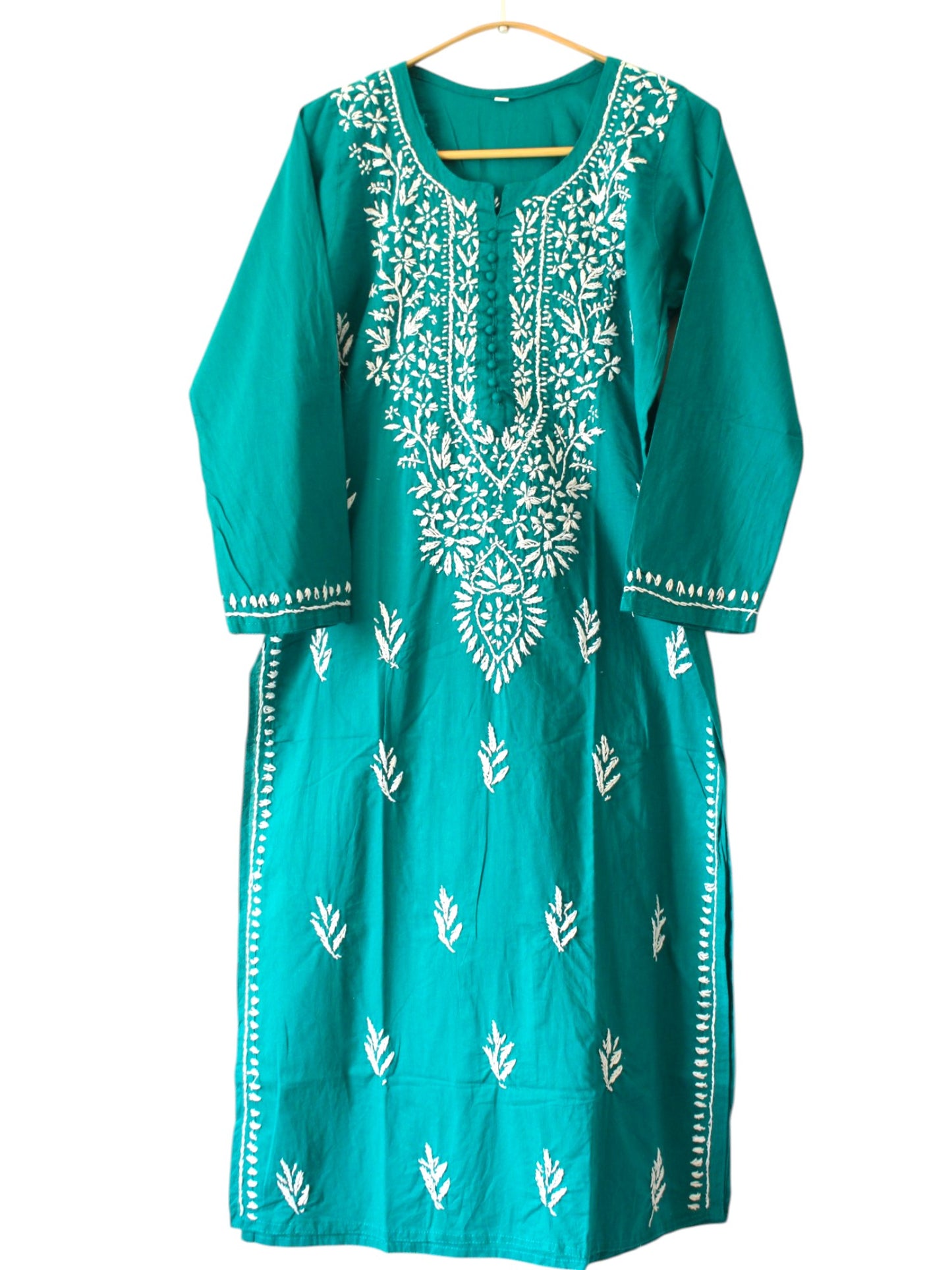 AYAT TEAL GREEN COTTON LONG KURTA