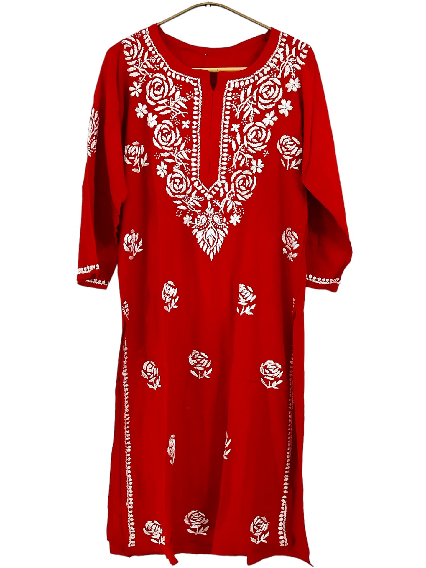 RED LONG RAYON ROSE KURTA