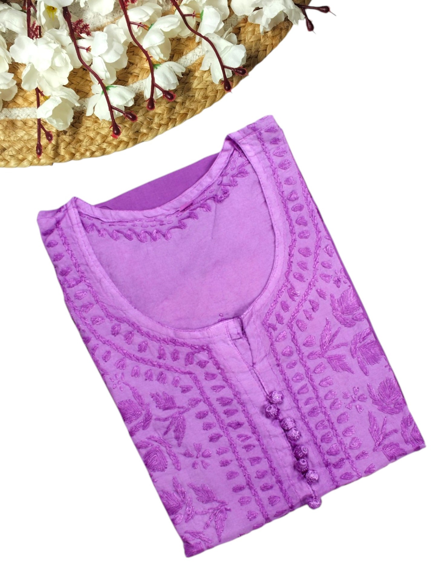 PURPLE CHANDERI DUAL SHADE CHIKANKARI KURTA