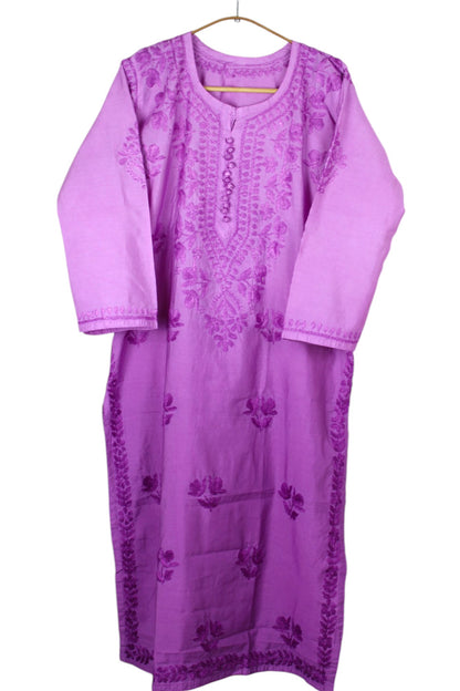 PURPLE CHANDERI DUAL SHADE CHIKANKARI KURTA