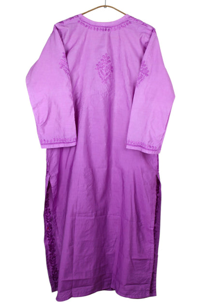PURPLE CHANDERI DUAL SHADE CHIKANKARI KURTA