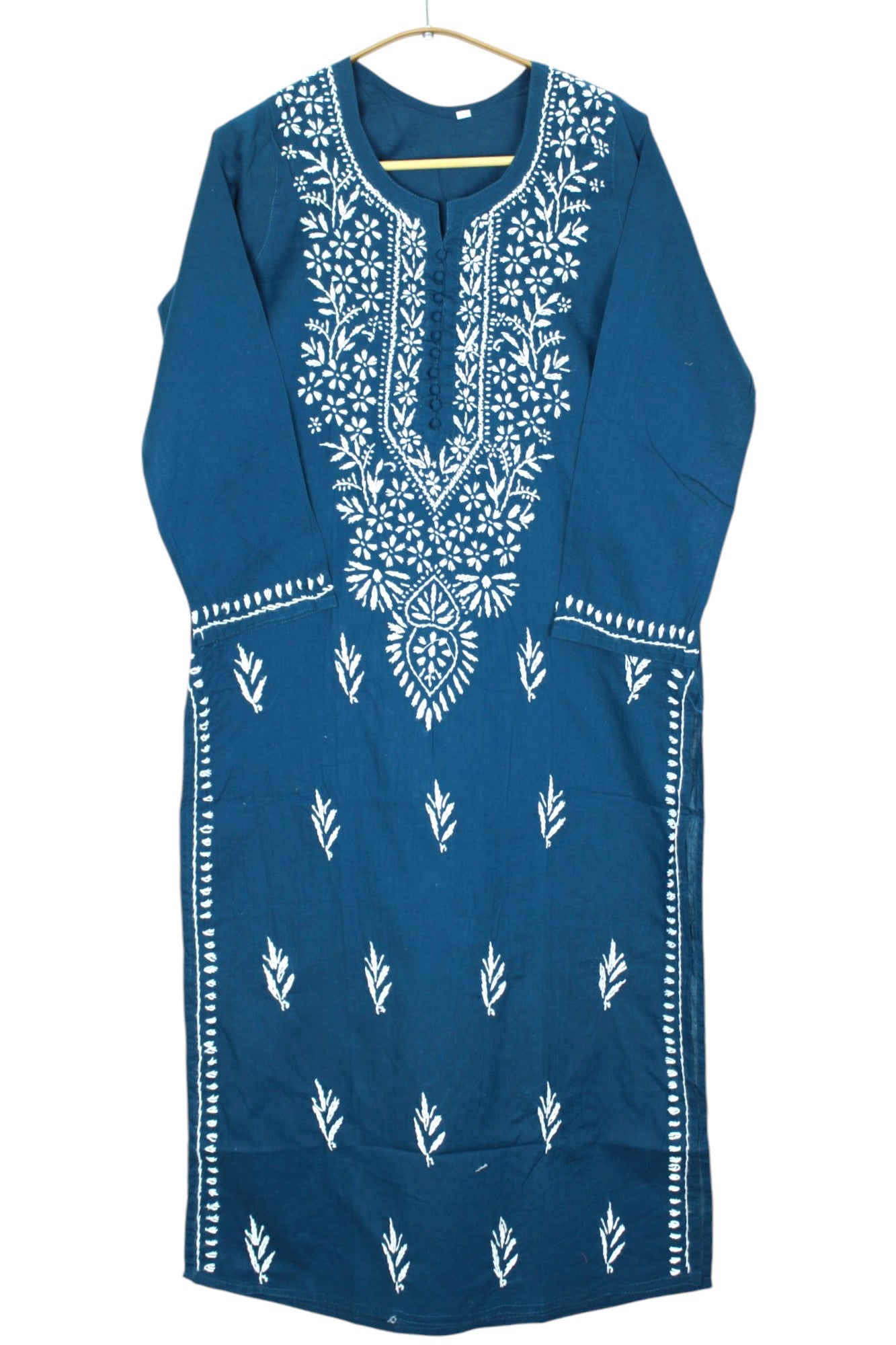 AYAT TEAL BLUE COTTON LONG KURTA