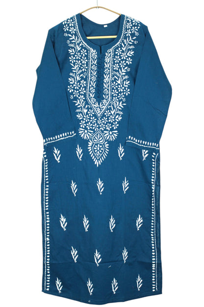 AYAT TEAL BLUE COTTON LONG KURTA